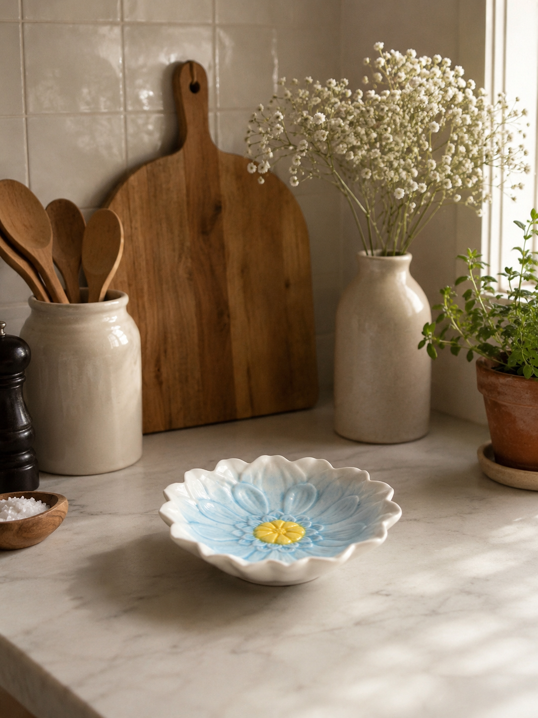 Taça de Cerâmica em Forma de Flor